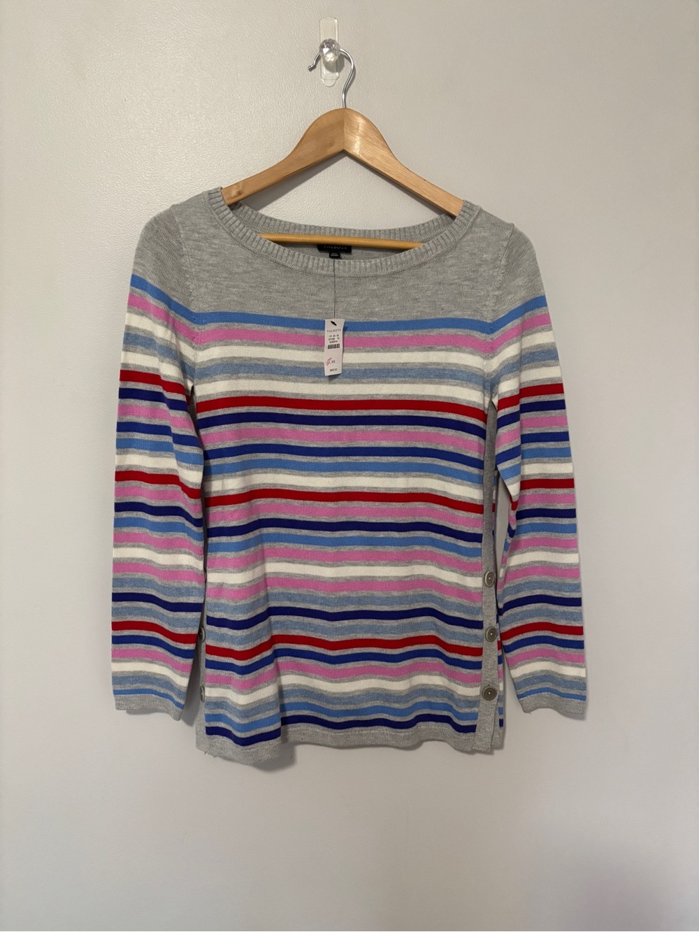 Talbots Women’s Multi Stripe Sude Button Sweatet Size XS. NWT
